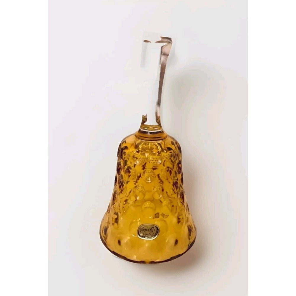 Rare Antique Yellow Glass Bell Bohemia Crystal Made in‎ Czecoslovakia
